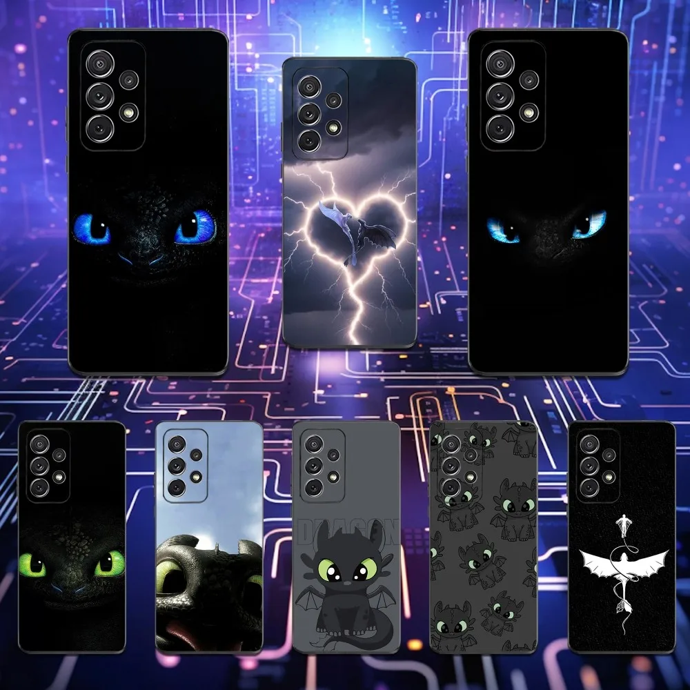 

Cute T-Toothless Cartoon Phone Case For Samsung S25,S24,S23,S22,S21,S20,S10,Ultra,Plus,Lite,FE,Soft Silicone Black Cover