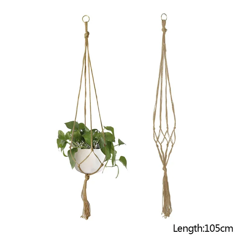 

90/105/122cm Hanging Macrame Plant Holder Baskets Flower Pots Balcony Decor Knotted Lifting Rope Home Garden Supplies