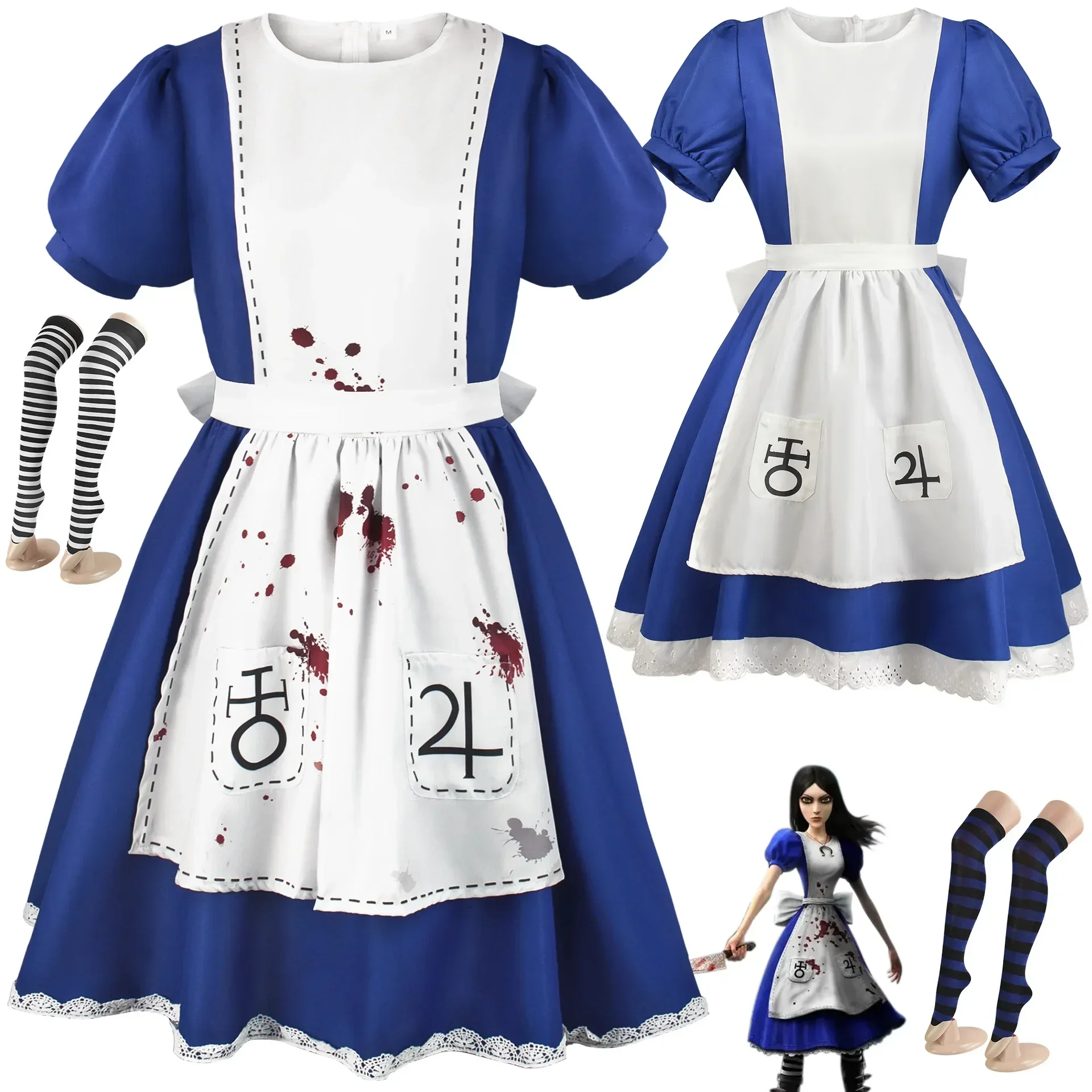 

Anime Alice Princess Dress Maid Apron Dress Game Madness Returns Alice Cosplay Costume For Women Girls Halloween Party