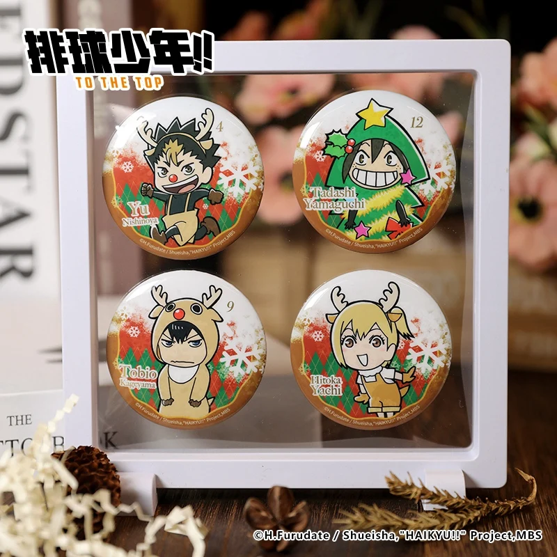 New Haikyuu!! Shoyo Hinata Kageyama Kozume Kenma Oikawa Tooru Atsumu Christmas Series Anime Cartoon Blind Box Companion Badge