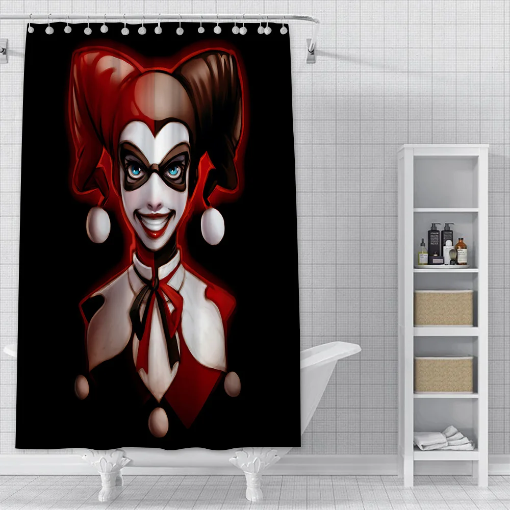 H-Harley Quinn Shower Curtain Waterproof Polyester Fabric Paint Colorful Bath Curtains Home Bathroom Decor Curtain With Hook