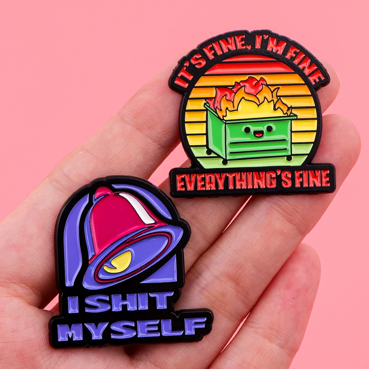 Funny Quotes Enamel Pin I\'M FINE Brooch Pines Lapel Pins Badge on Backpack Clothing Accessories Phrase Jewelry Friends Gifts