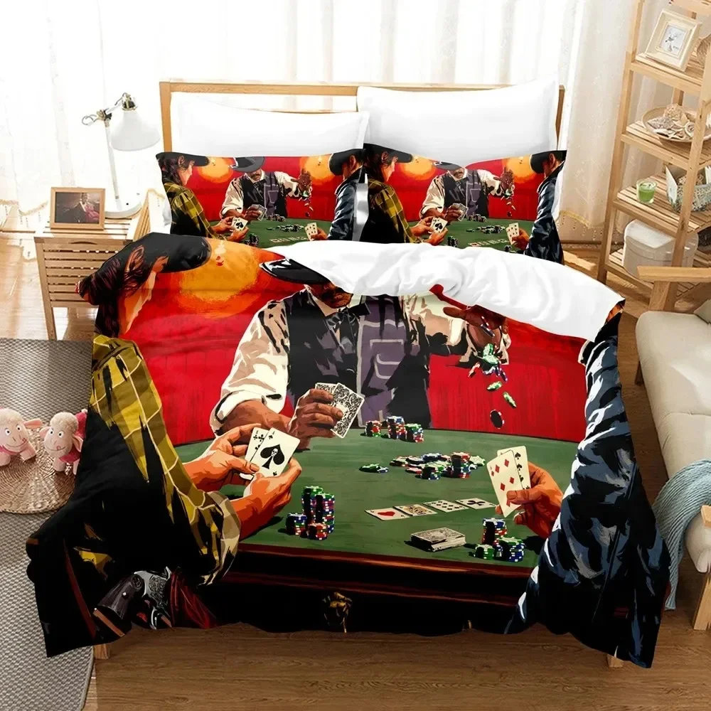 Game Red Dead Redemption Bedding Set Boys Girls Twin Queen Size Duvet Cover Pillowcase Bed Kids Adult Home Textileextile