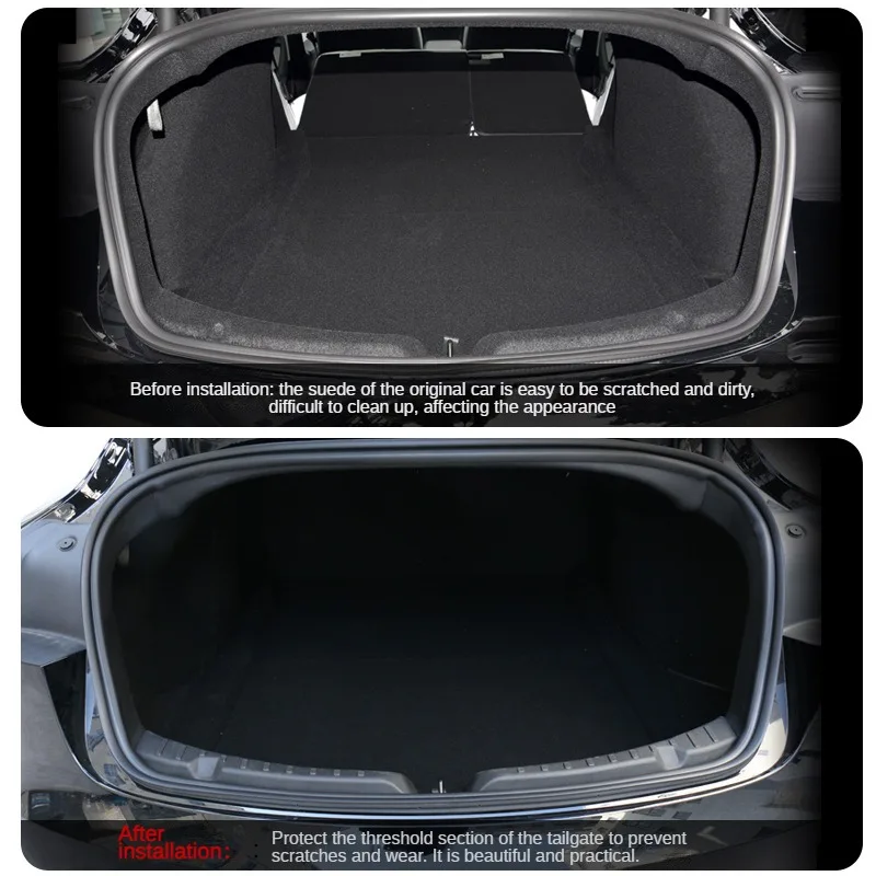 For Tesla Model Y L Juniper 2025 2026 TPE Rear Trunk Sill Plate Protector Cover Threshold Bumper M3 Side Anti-Scratch Protection