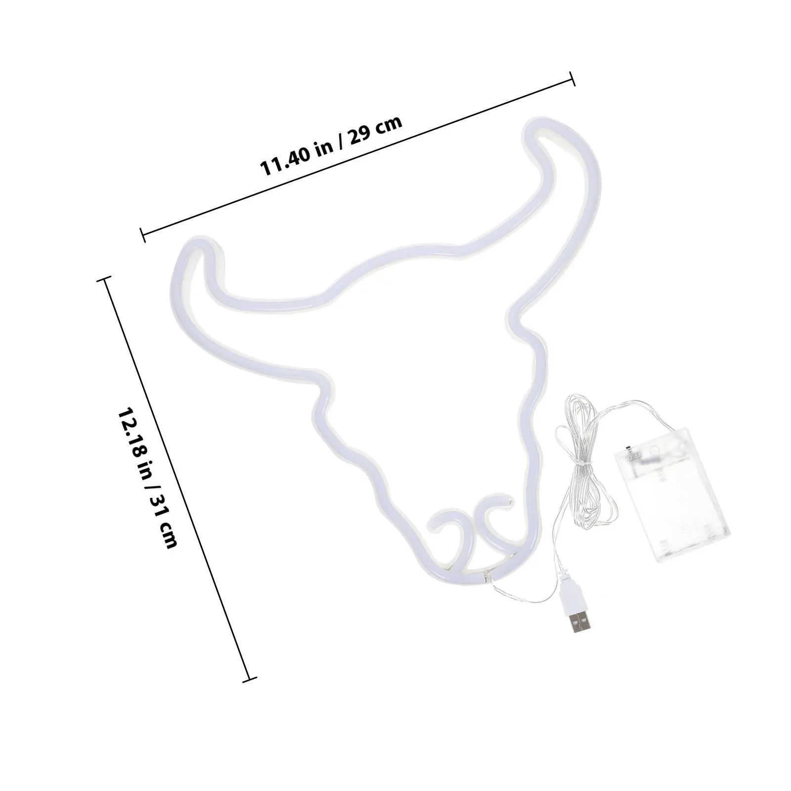 USB Battery Powered Bull Head Neon Light Cool Comfortable Design Beautiful Wall Decor Neon Sign for Bedroom Room Wedding
