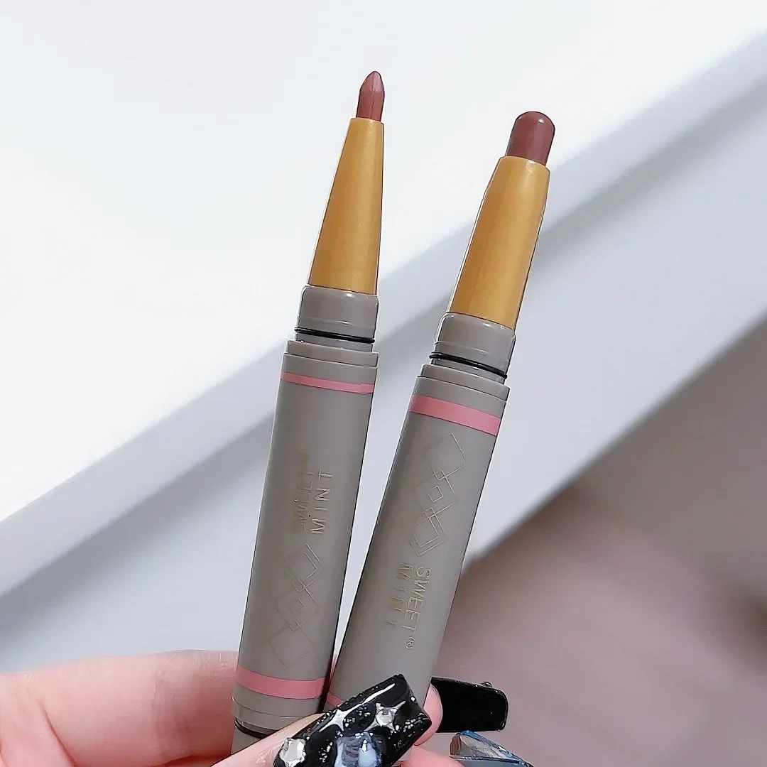 Double-ended Matte Lipliner Pencil Nude Brown Pink Contour Tint Lipstick Lasting Non-stick Cup Lipliner Pen Lips Makeup Cosmetic