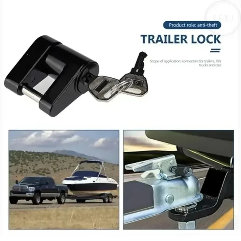Hot 1/4 Inch Trailers Coupler Padlock Hook Connector Tongue Locks Anti-theft Trailer Hitch Lock Hitch Security Protector Zin