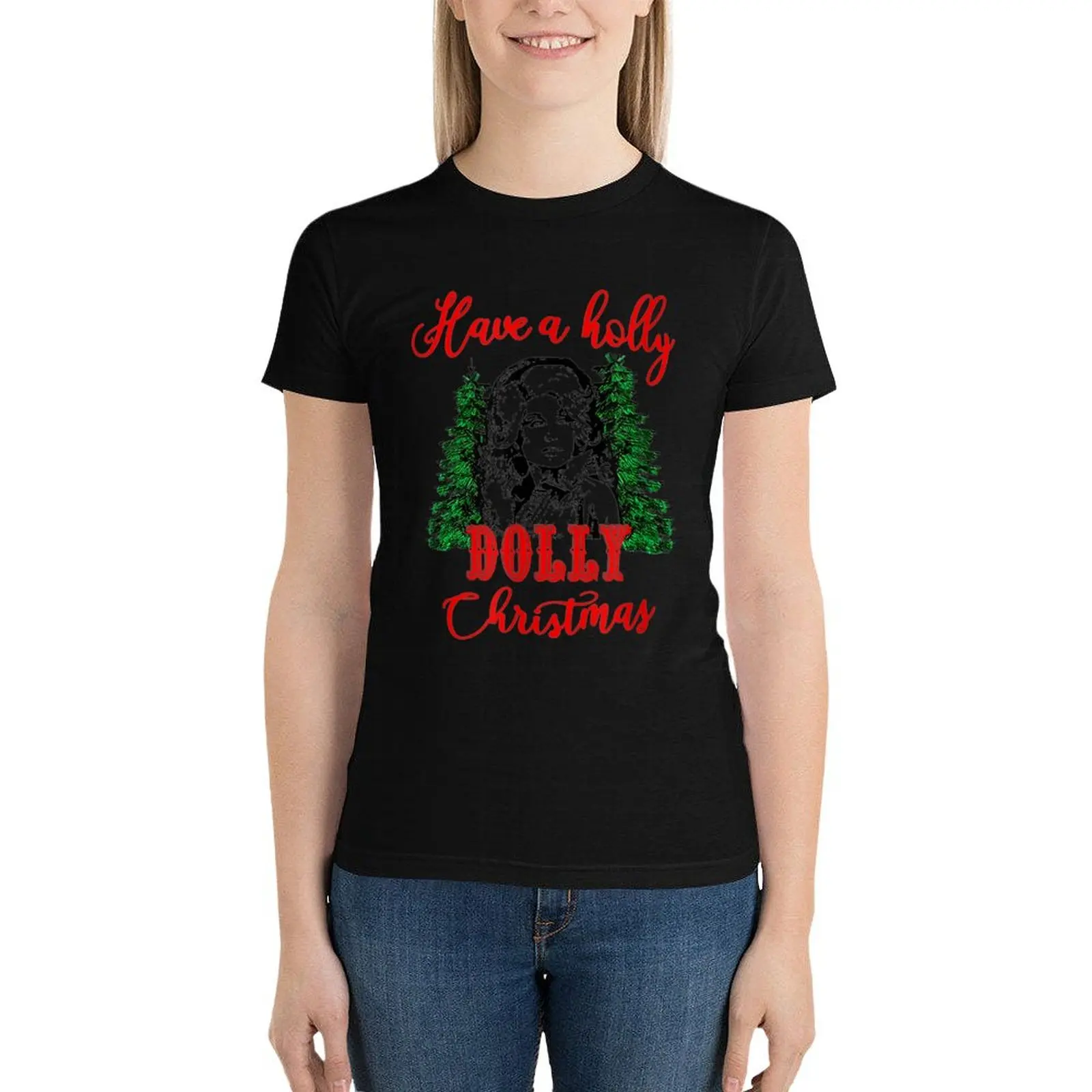 Have A Holly Dolly Christmas Matching Family Pjs Xmas Tee T-Shirt graphics cute clothes summer tops t-shirts for Women cotton