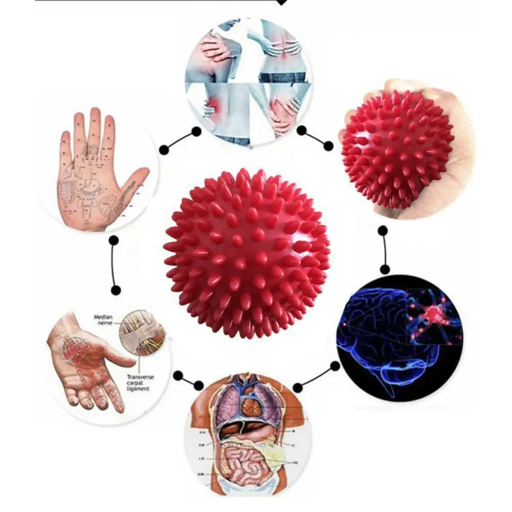 7.5cm/9.5cm Yoga Studio Spikey Massage Gym Balls Spiky Stress Reflexology for acupuncture point muscle fatigue plantar fasciitis