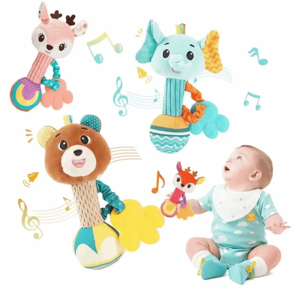 Soft Stuffed Baby Rattles Shaker Crinkle Squeaky Sound Sensory Soothing Toys Teething Soothing Toys Toddler Gifts