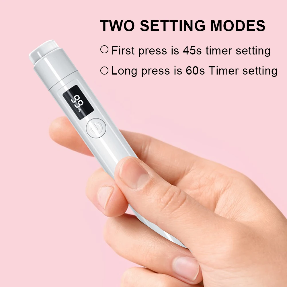 Mini luce ultravioletta per asciugare le unghie Mini torcia elettrica con display a LED Asciugacapelli portatile USB ricaricabile per manicure fai da te domestica