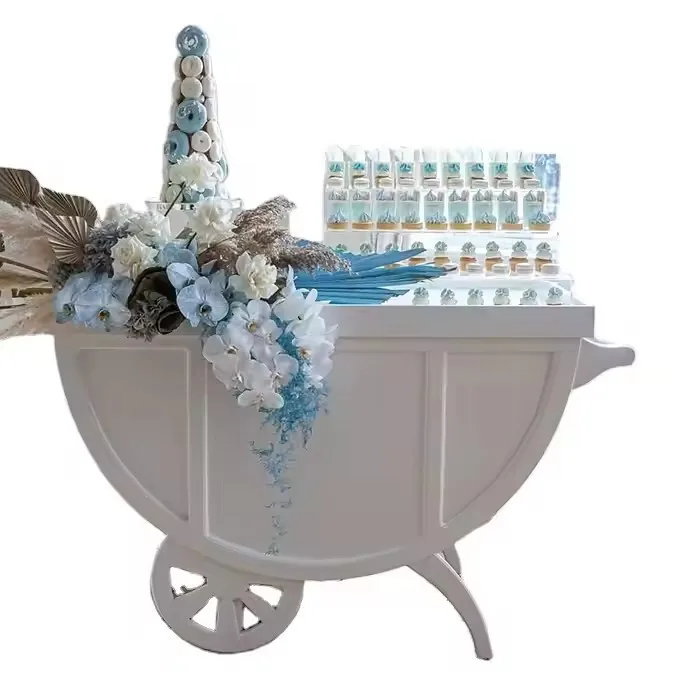 Acrylic Candy Cart Outdoor Dining Cart Flowers Dessert Display Trolley Party Wedding Event Decoration view 5