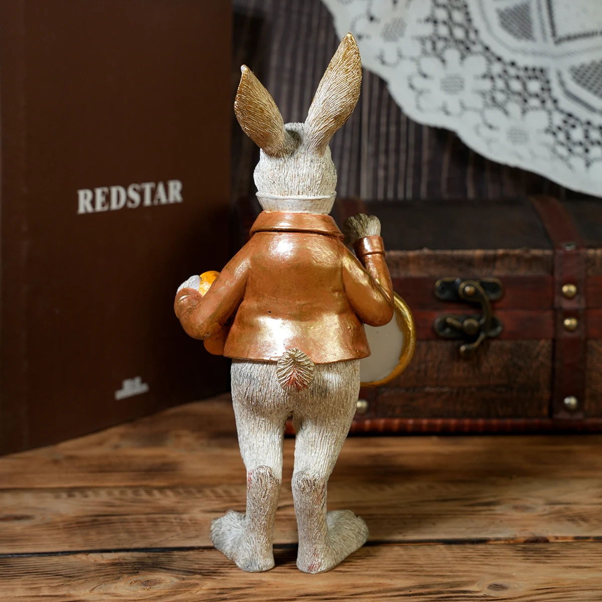 Vintage Alice Wonderland Rabbit Figurine Resin Bunny Holding Pocket Watch Statue Desktop Ornament Home Decor Holiday Gift - view 6