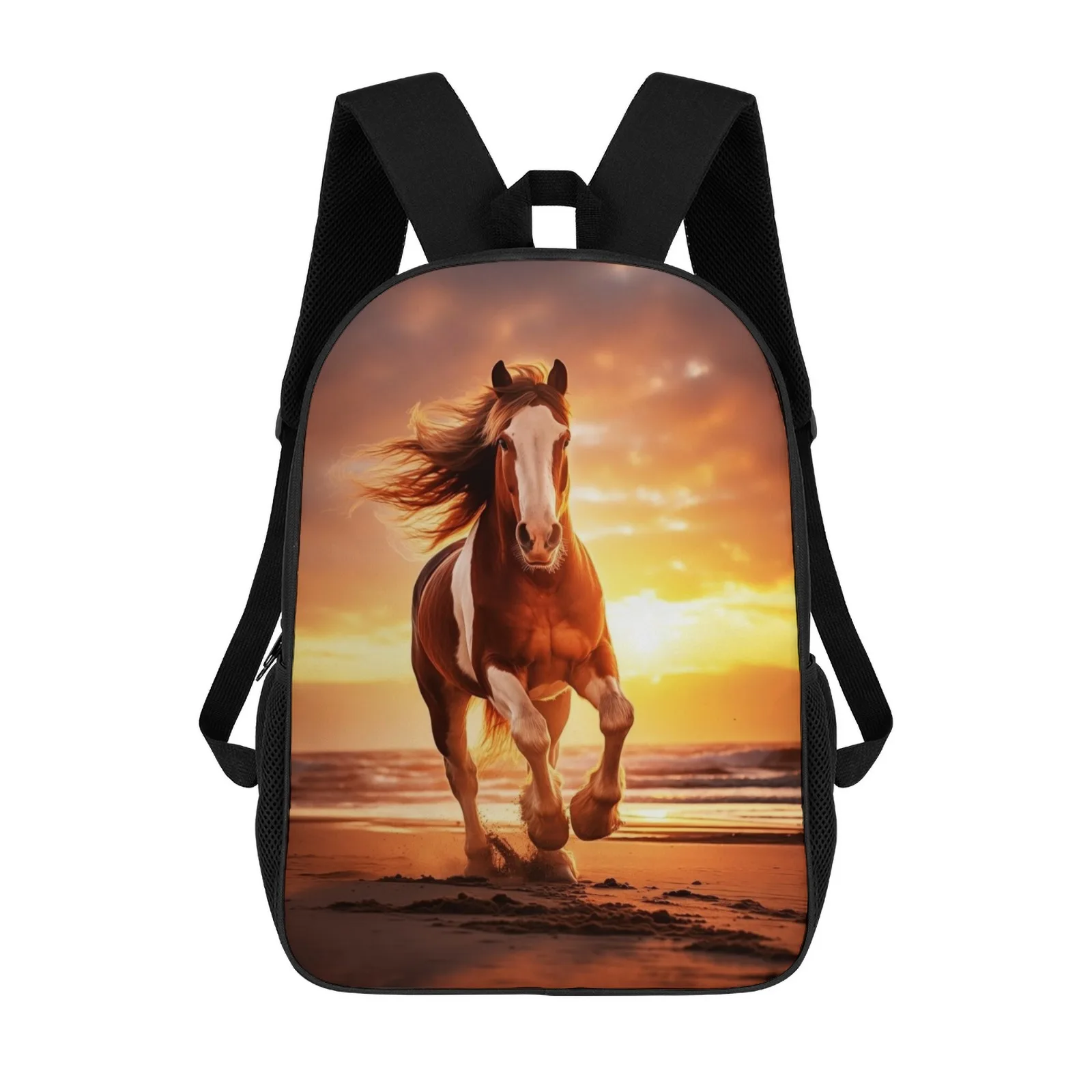

Clydesdale Horse on Beach Bolso 17-дюймовый школьный рюкзак Школьная сумка на молнии Mochilas Escolares Bolsa Mochila Mochilas De Hombre Ba