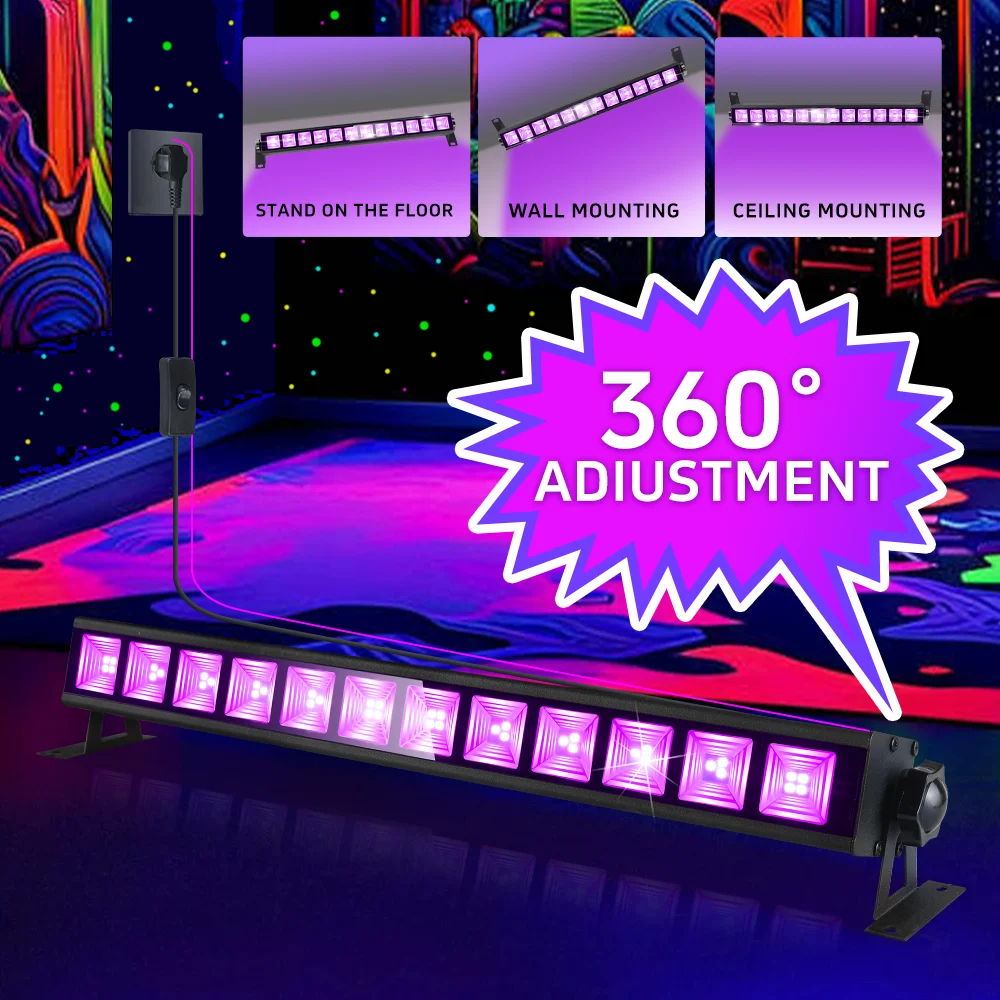 40LED الأشعة فوق البنفسجية الضوء الأسود 5.9ft الحبل ، المحمولة الجدار غسالة الضوء ، الفلورسنت حفلة عيد ميلاد هالوين غرفة نوم عيد الميلاد الزفاف ضوء المرحلة #3