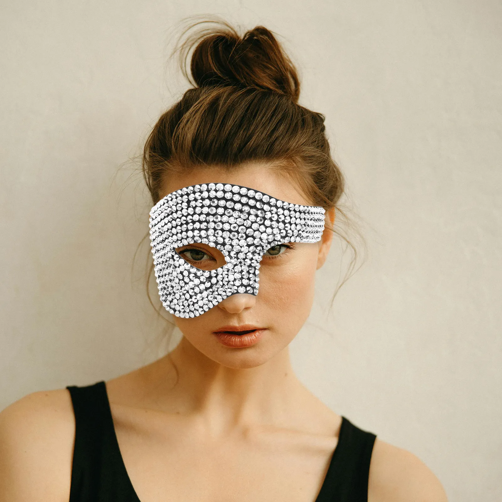 Rhinestone Water Drill Mask Luxury Party Face Covering Perfect for Carnival Festival Dance Event Bright Crystal Design
