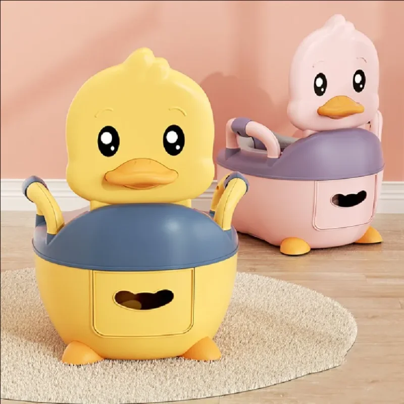 Children\'s Potty Training Seat Household Duck Design Portable Squatting Clamshell Armrest Small Bucket Urinal for Children