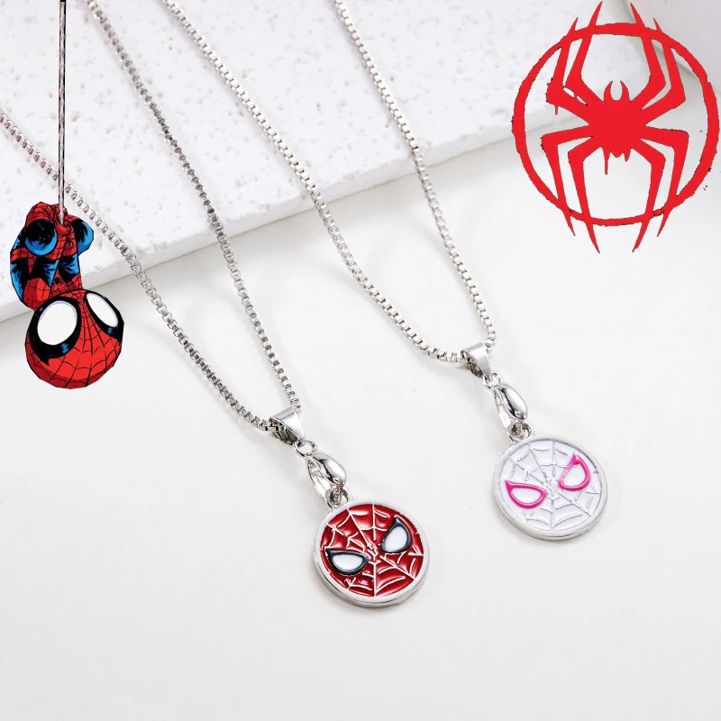 Delicate Fashion Trend Disney Anime Cartoon Spidered Man Couple Necklace Heart-shaped Magnetic Necklace Decoration for Men