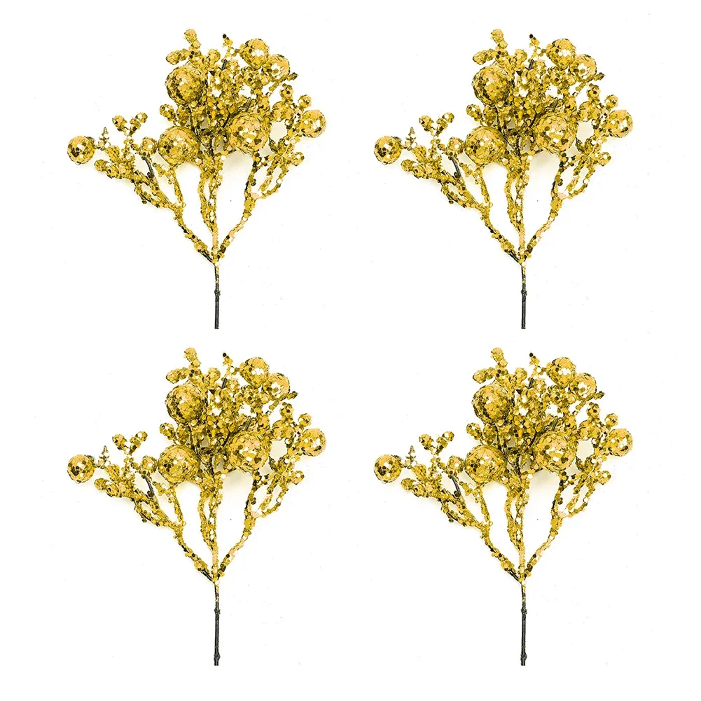 4 Pack of Gold Foamed Christmas Branches for Creative Holiday Decor Enhance Your Celebrations with Elegant Touch