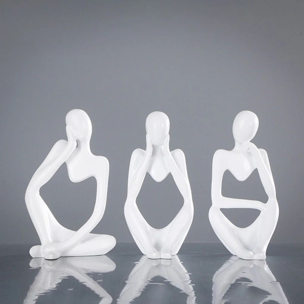 

3 Pcs Abstract Figure Ornaments Cabinet Decoration Home Clearance Miniature Modern Sculpture Office Resin Desk for Women