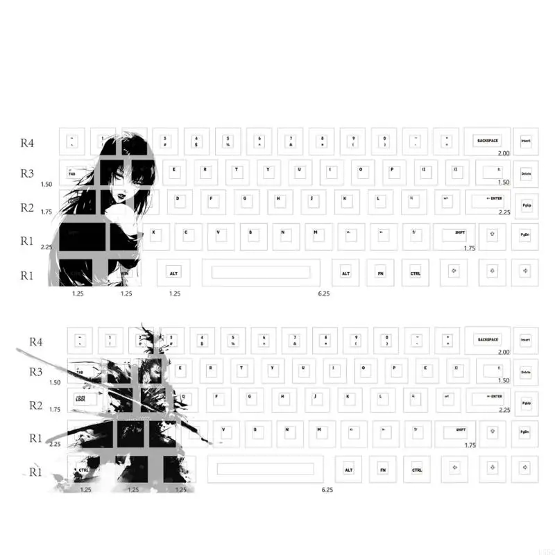 

U55C 68Key PBT -клавиш набор для механических клавиатур Настраиваемое настраиваемая высота клавиши для MU68 для 61/64/68 клавиша