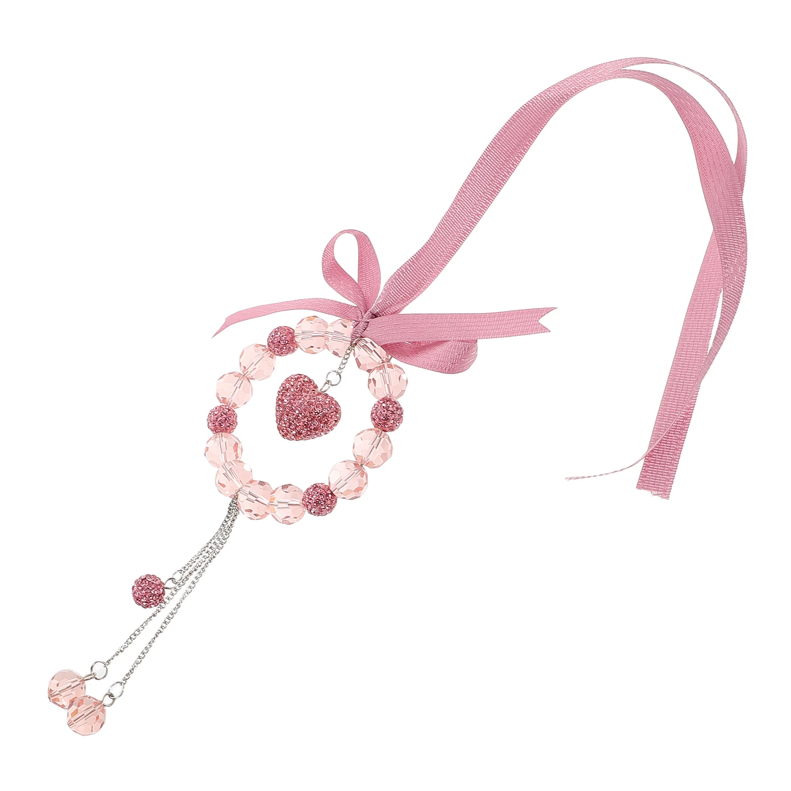 

Car Mirror Hanging Accessories Crystal Heart Bowknot Pendant Rearview Charm Cute Car Interior Decoration Valentine Gift