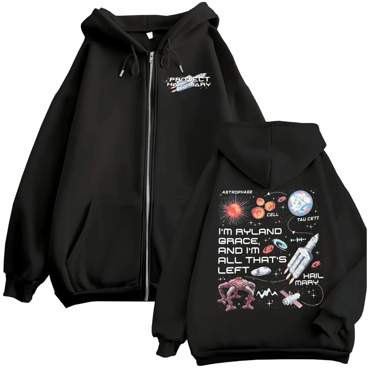 Funny Amaze Rocket Rocky Project Hail Mary Zipper Hoodies Unisex Fashion Humor Cute Jacket Sweatshirt Men Oversized Zip Up Coats