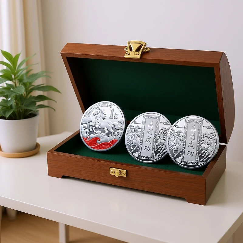 عملة حصان زودياك تذكارية لعام 2026 باللون لعيد الميلاد تذكار معدني مصنوع للمناسبات الخاصة #3