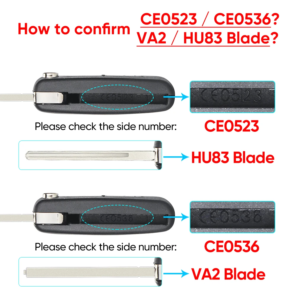 KEYYOU-carcasa de llave abatible modificada para Citroën, 10 piezas, CE0523, CE0536, C2, C4, Berlingo, Xsara, Picasso, Peugeot 306, 407, 807, Partner VA2/HU83