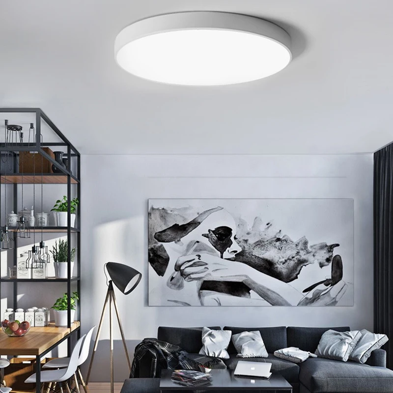 

LED round ceiling light modern ultra thin disk lamp white black color office home bedroom sitting dinning room minimalist light