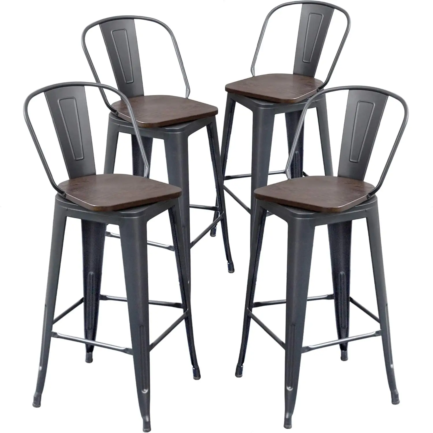 

Aklaus Swivel Metal Bar Stools Set of 4 Counter Height Stools Counter Bar Stools with Back Swivel Metal Bar Chairs Wooded Seat 3