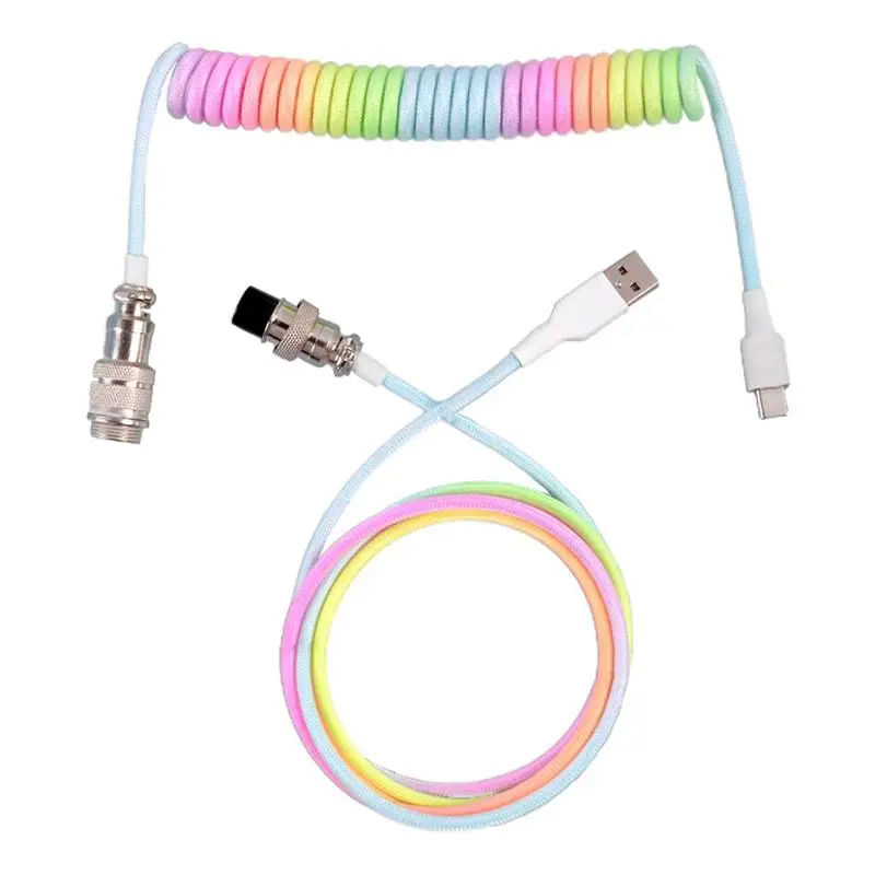 Type C Mechanical Keyboard Coiled Cable USB Keyboard Wire Mechanical Keyboard Aviator Desktop Computer Aviation Connector 3-M