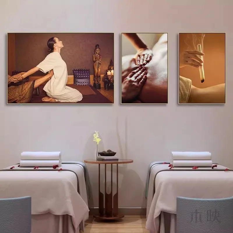 Thai Massage Parlor SPA Health Center Background Picture Moxibustion Foot Bath Shop Posters Canvas Wall Art Home Decor Paintings