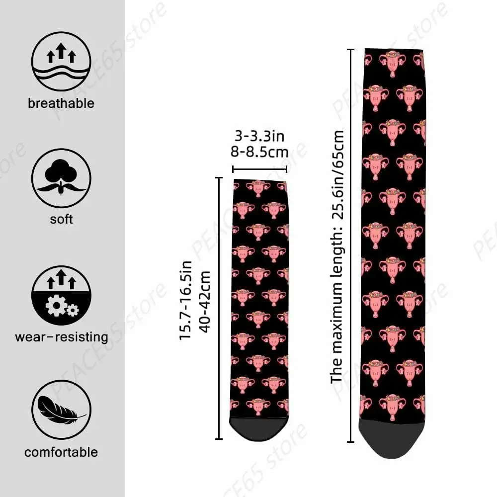 Socks Uterus Organ Athletic Crew Socks Cute Uterus Wreath of Flowers for Men Women Cool Cute Crazy Funny Sport Colorful