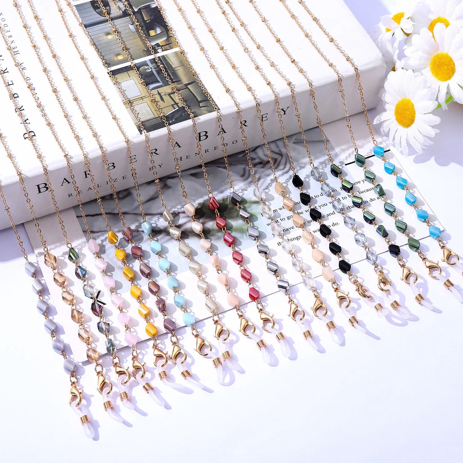 

Natural Stone Agate Beaded Glasses Chain Lanyard Mask Holder Irregular Crystal Sunglasses Chain Jewelry for Women