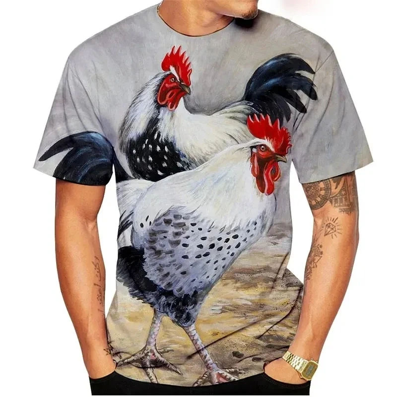 Fun Animal Chicken Pattern 3D Print T-Shirts Summer Men Women Short Sleeve T Shirt Oversized Harajuku Y2k Tees Tops Kid Clothing