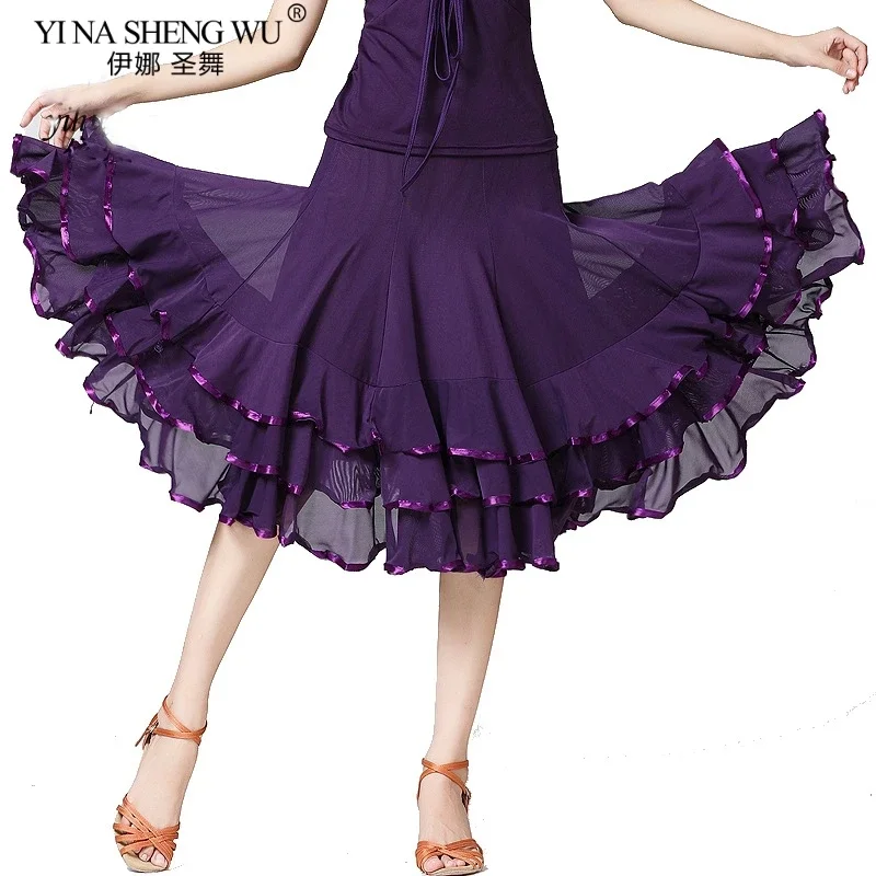 Neue Frauen Modern Dance Kostüm Flamenco Walzer Ballsaal Tanz Rock Klassische Wettbewerb Layered Big Swing Spanische Röcke