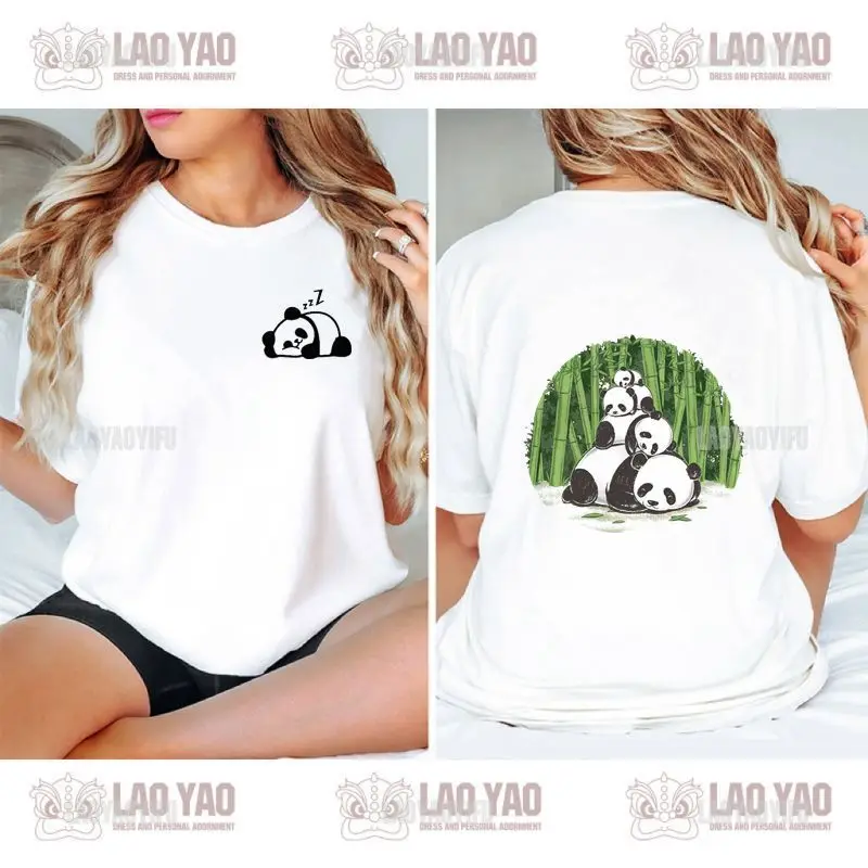 

2024 The New Cute Panda Girl T-shirt Is Just A Fun Harajuku Birthday Gift Girl Top with A Panda Loving Girl Print T-shirt