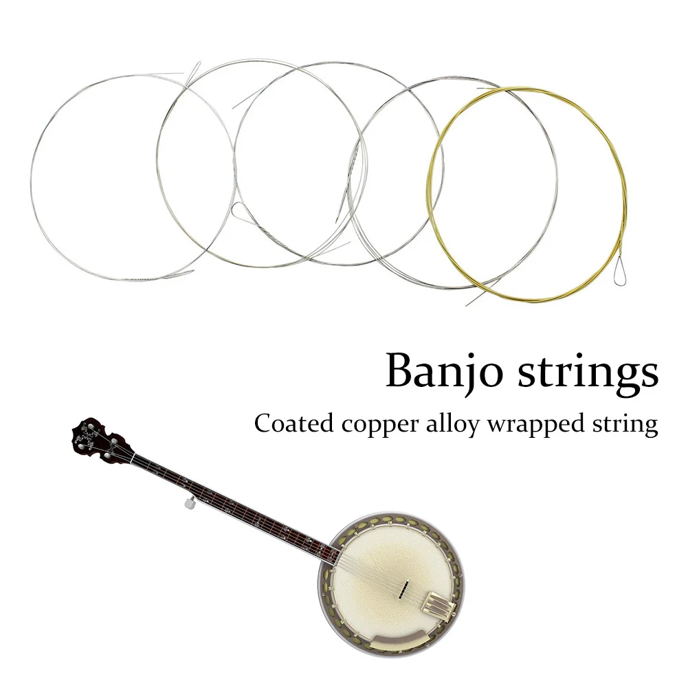 Durable Banjo 5 String Copper Alloy Coated 5-String Banjo String Pack Good Resonance Banjo Strings 5 String Set Banjo Accessory