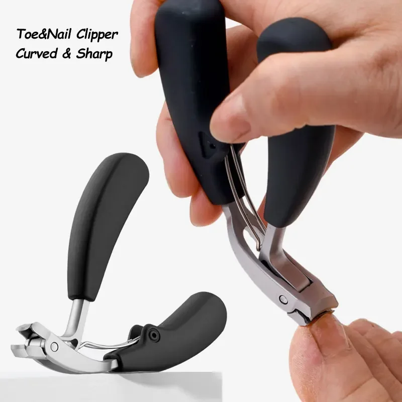 Ingrown Toenail Clipper Curved Head Anti-Splash Toenail Clipper Large Opening Design Nail Cutter for Thick Hard Toenails Elderly