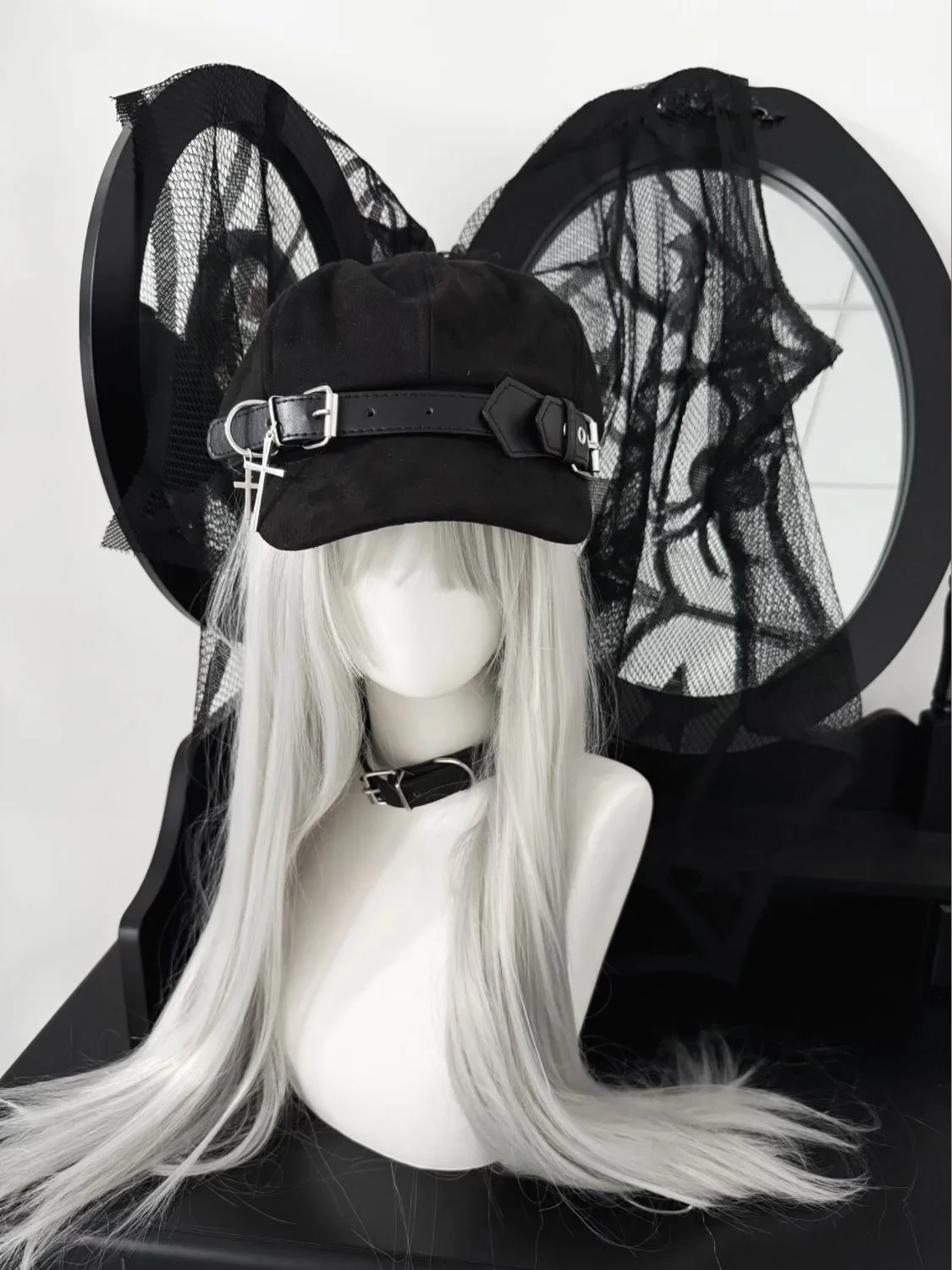 Gothic Lolita Sweet Cool Belt Buckle Women Harajuku Beret Baseball Cap Y2K Girl Steampunk Punk Cross Handmake Sun Hats