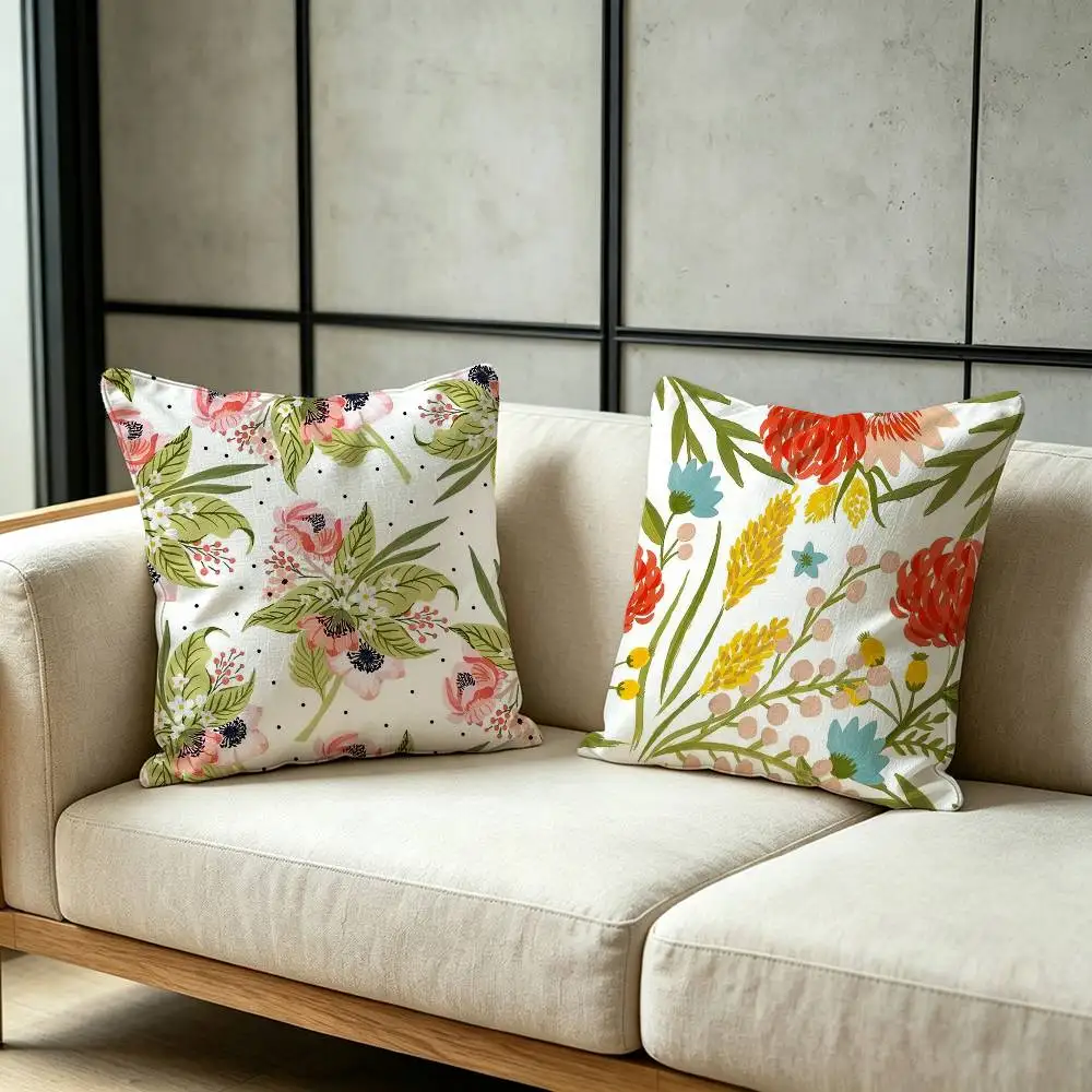 Flower Throw Pillow Cover Neutral Decor Cushion Cover Soft Sofa Couch Bed Home Decor Pillow Case