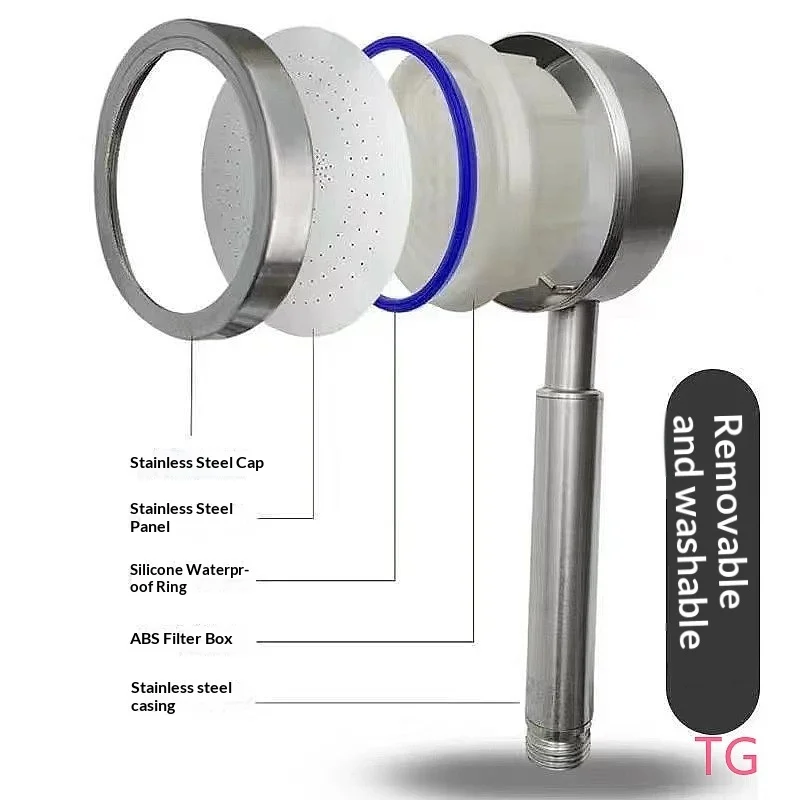 304 Stainless Steel Shower Head Set High Pressure Handheld Rainfall with Hose