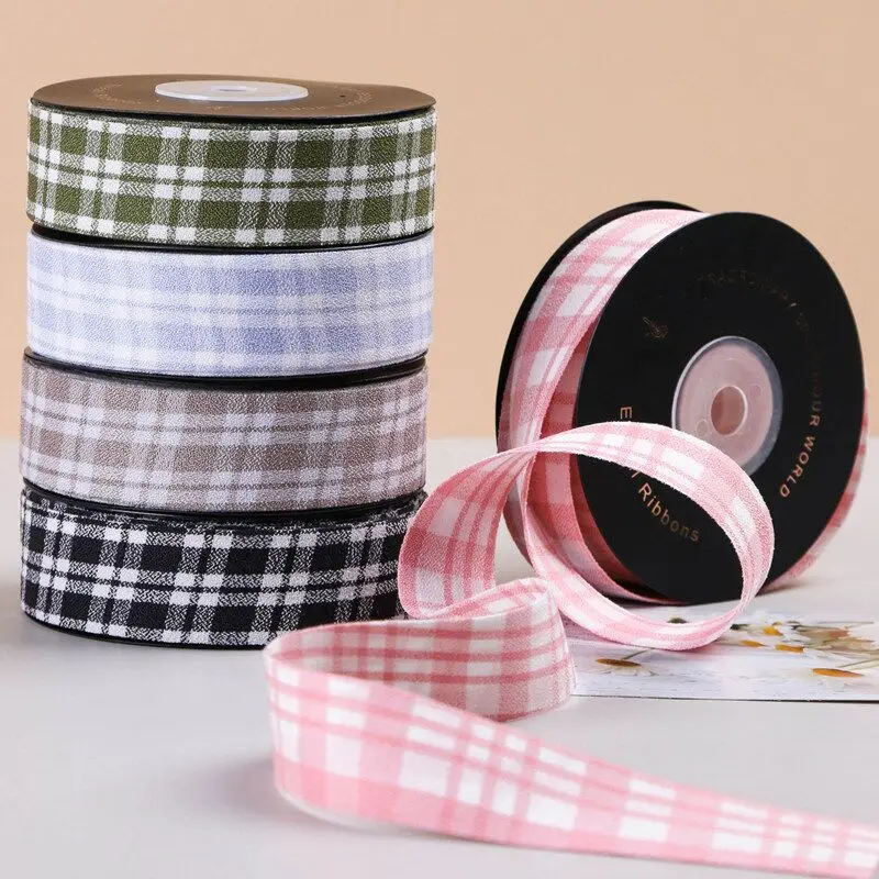 9 Yards 25mm40mm Checked Grid Ribbon DIY Handmade Materials For Crafts Decoration Hair Hows Crafts Gifts Packing Fabric Belt