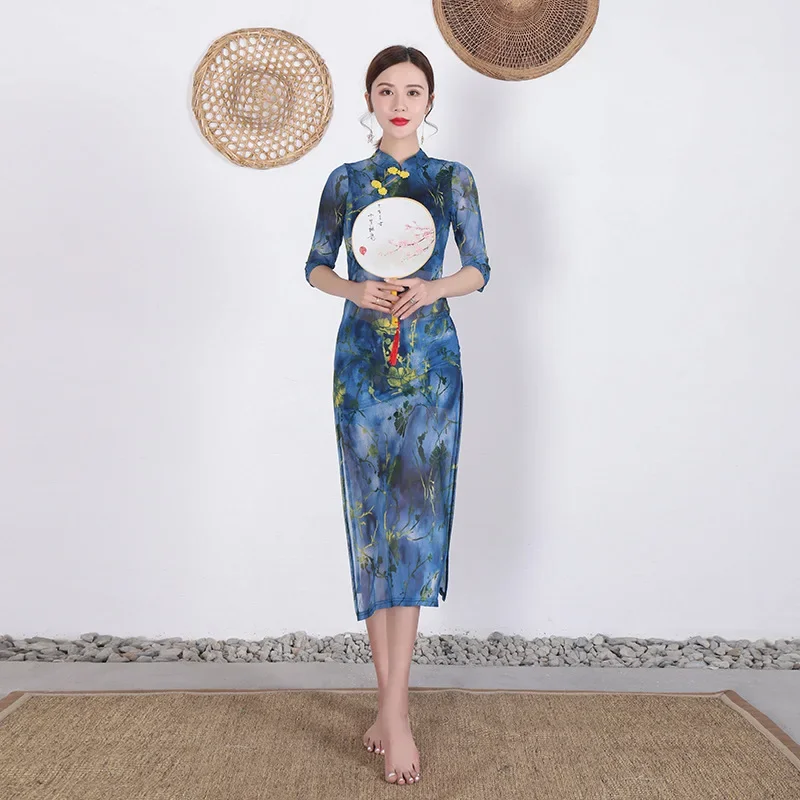 

Новое весеннее платье Qipao для классических танцев, комплект платьев в китайском стиле для взрослых и женщин, одежда для танцевальных выступлений