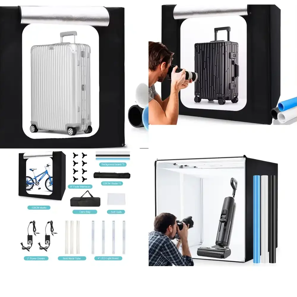 Big Size 100cm Photo Studio Kits Professional Photo Light 95 CRI 5500K Box for Photography With 3 Background Tent