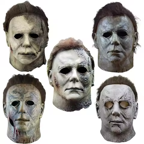 Halloween Michael Myers Mask Scary Killer Full Head Mask Creepy Fire Burn Scar Latex F