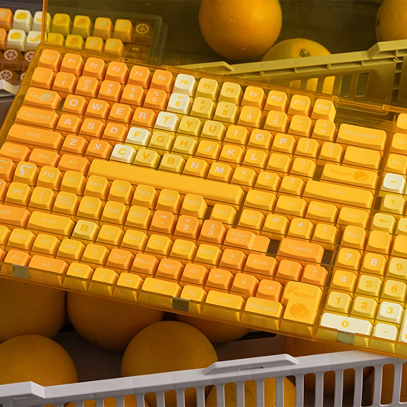 Huangguoguo keycap ABS material WDA height pad printing coated mechanical keyboard yellow keycap