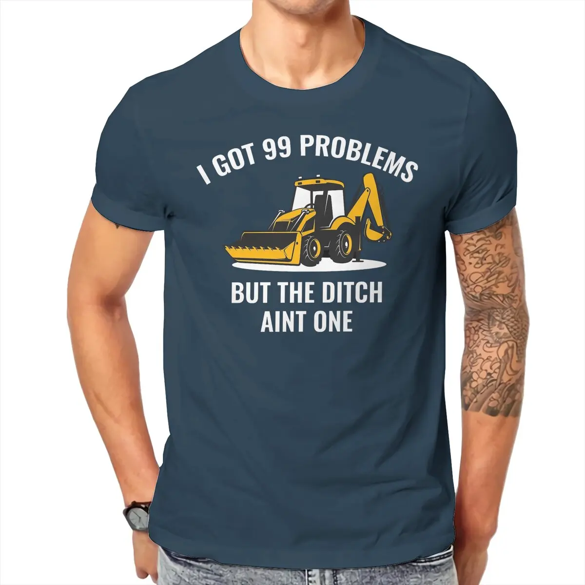 Tops 100% Cotton Leisure Sports xcavator Backhoe Heavy Equipment Operator Men's and women's T-shirts Top