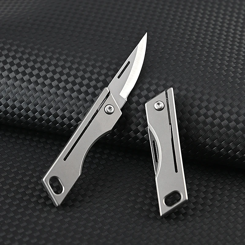 Mini Titanium Alloy TC4 Folding Knife EDC Portable Keychain Pendant Knife Express Unpacking Pocket Knife Gift EDC Tool